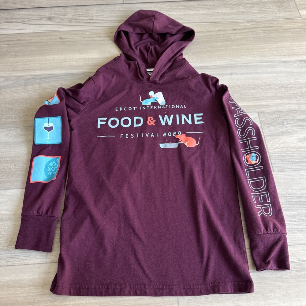 Walt Disney World Epcot Food and Wine 2020 Long Sleeve Shirt Hoodie XS Maroon